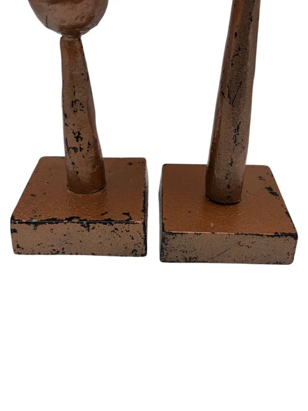 Rustic Metal Pillar Candle Holders (2) Distressed Farmhouse Decor Made in India